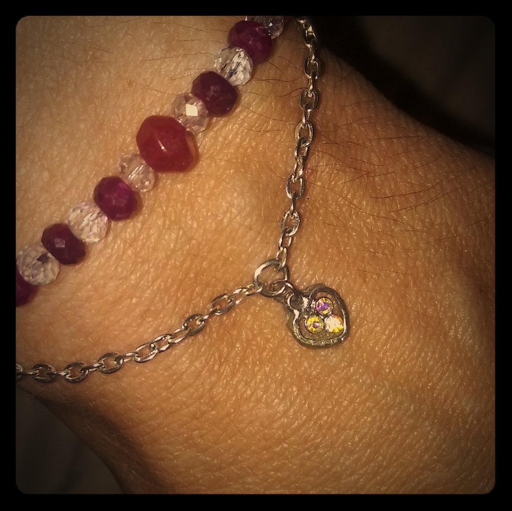 Ruby and Heart 2 Layer Gemstone Bracelet